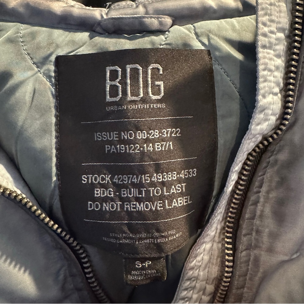 BDG Sydney Nylon Bomber Jacket, Blue, Size Small - Picture 7 of 7